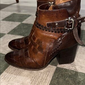 New rare A.S.98 woven detail leather side-zip boots 9!